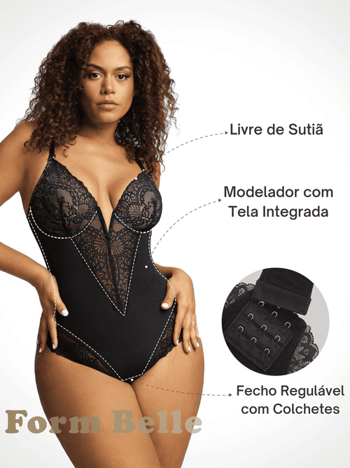 Body Modelador de Renda - FormShaper + [BRINDE EXCLUSIVO]
